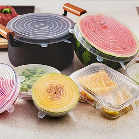 Silicone Stretch Lids (6-Pcs Set) | Universal, Reusable Kitchen Food Covers